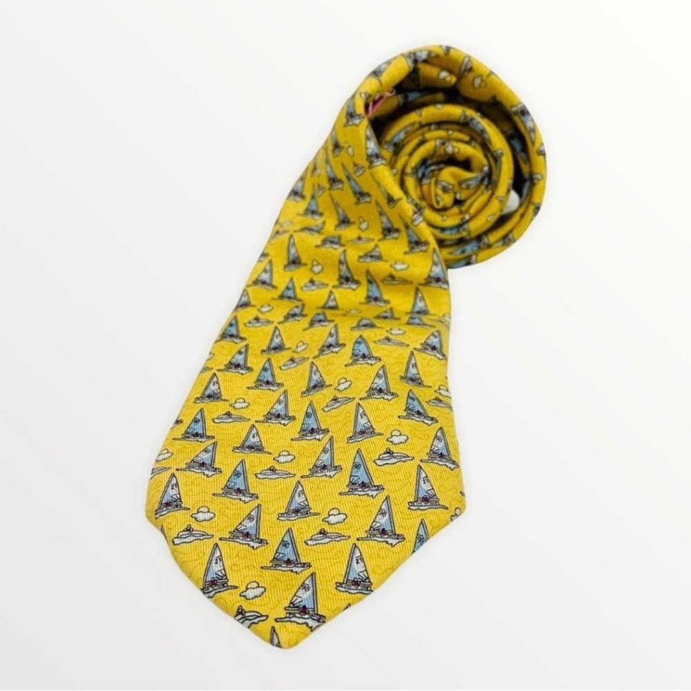 Vineyard Vines Yellow Sailboat Tie Silk
